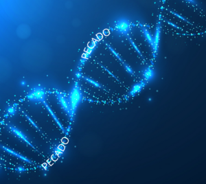 Cadena de ADN con la palabra Pecado